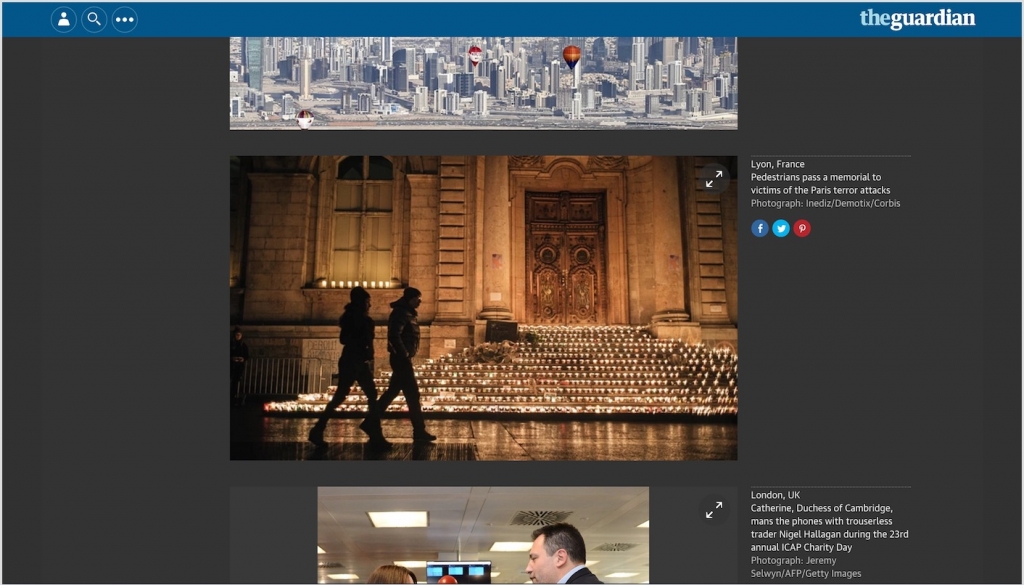 Une image prise lors de la Fête des Lumières à Lyon a été choisie dans la sélection des meilleures photos du jour sur le site internet du Guardian.